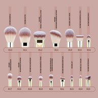 16 pieces Professional Vegan Wood Handle Makeup Brushes Set with storage bucket