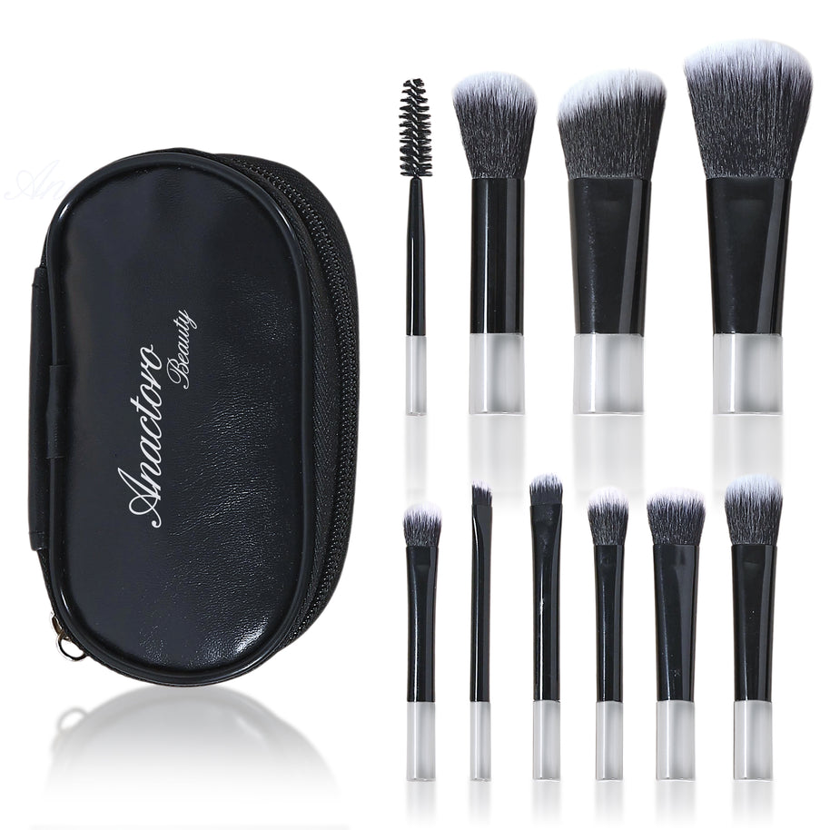 Travel Makeup Brushes Set - 10 Mini Brushes