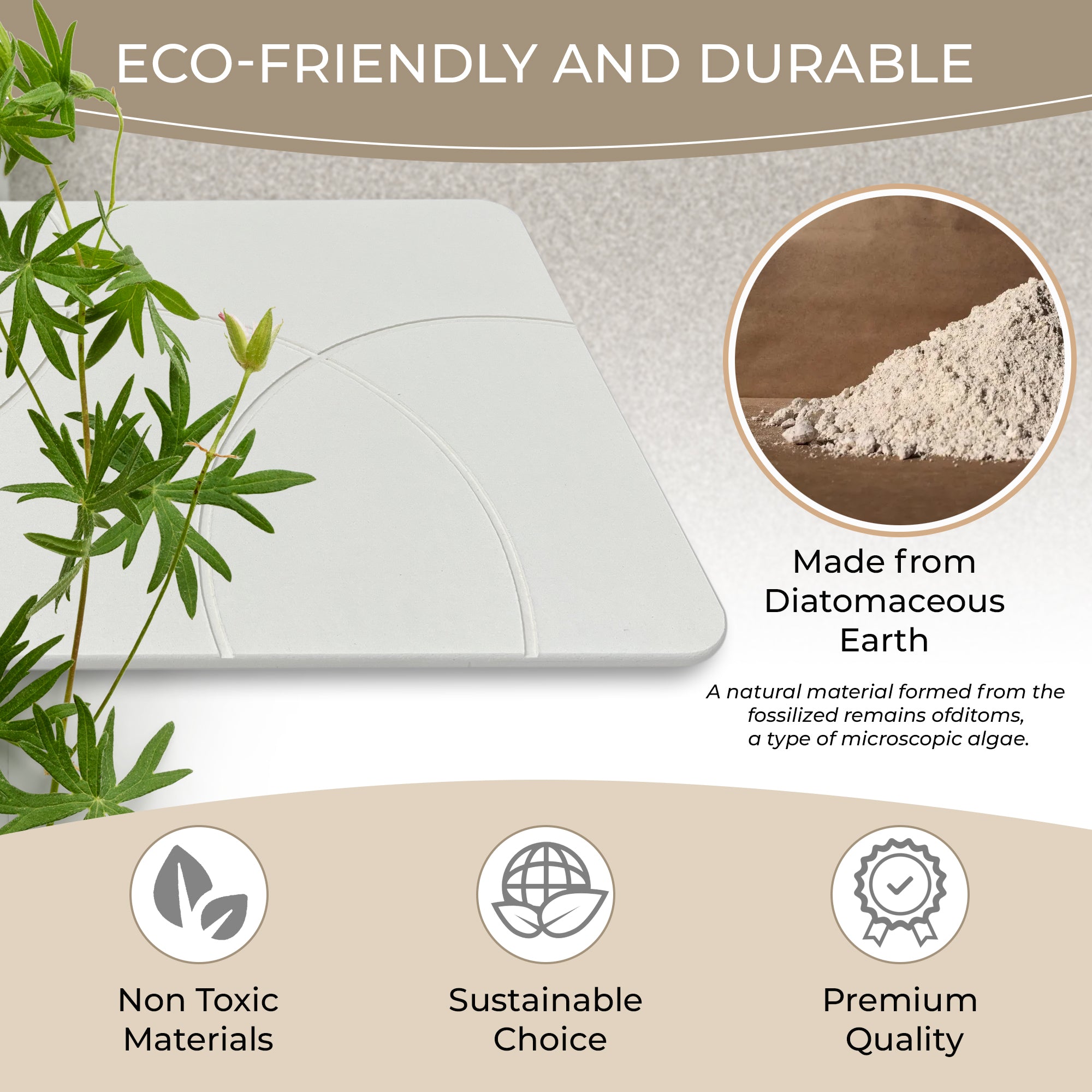 Absorbent Diatomite Stone Bathmat