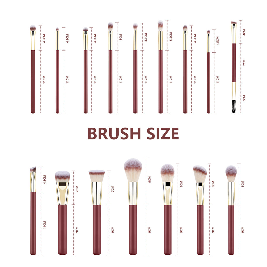 16 pieces Professional Vegan Wood Handle Makeup Brushes Set with storage bucket