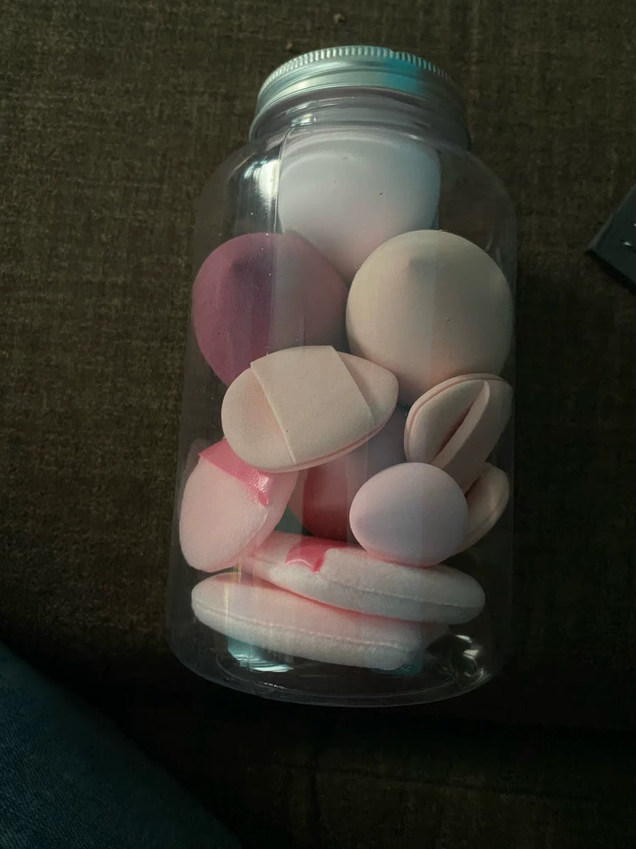 Makeup sponge set, 14 pieces, beauty preparation sponge, makeup set, foundation sponge, makeup tools and storage box