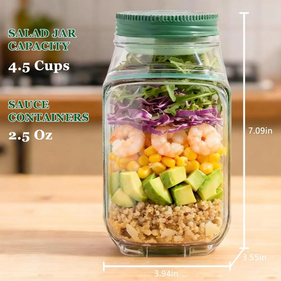 1-piece salad box with side opening, practical lunch box with herb compartment, suitable for office and travel
