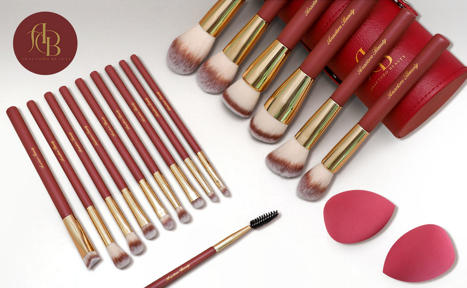 16 pieces Professional Vegan Wood Handle Makeup Brushes Set with storage bucket