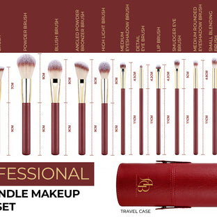 16 pieces Professional Vegan Wood Handle Makeup Brushes Set with storage bucket