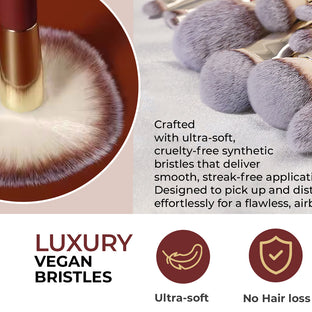 16 pieces Professional Vegan Wood Handle Makeup Brushes Set with storage bucket