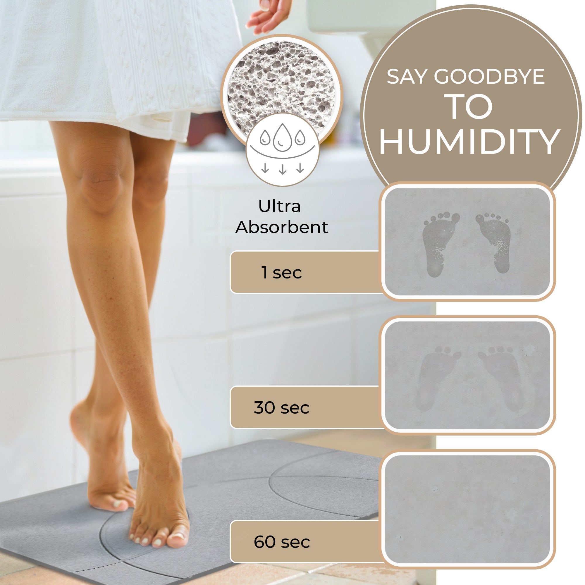 Absorbent Diatomite Stone Bathmat