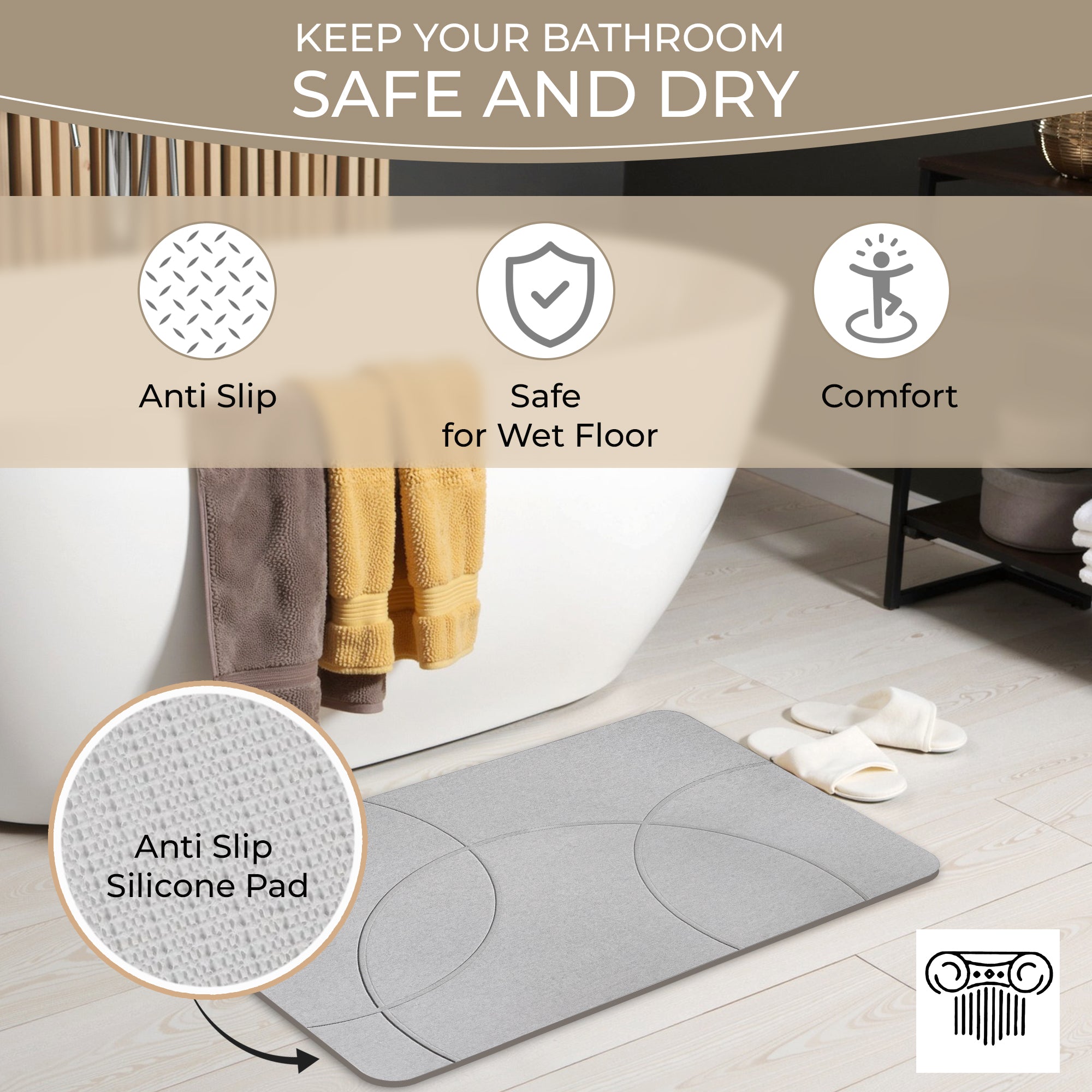 Absorbent Diatomite Stone Bathmat