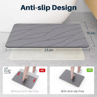 Quick Drying Stone Bath Mat, Diatomaceous Bathroom Mats Non Slip Stone, Quick Dry Diatomaceous Earth Bath Mat Super Absorbent
