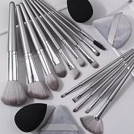 14 pieces Makeup Brush Set Portable Soft Makeup Tool & 2 pieces Wet Wet Dual Use Makeup Egg & 2 pieces Triangle Sponge Makeup Powder Puff