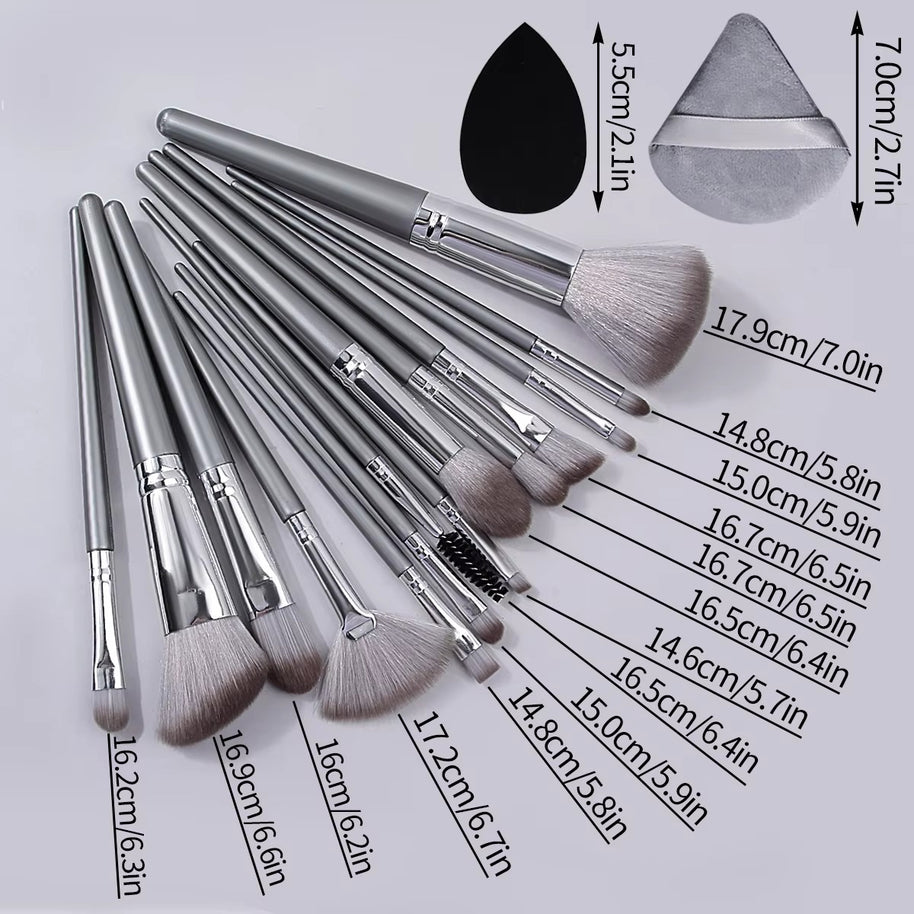 14 pieces Makeup Brush Set Portable Soft Makeup Tool & 2 pieces Wet Wet Dual Use Makeup Egg & 2 pieces Triangle Sponge Makeup Powder Puff