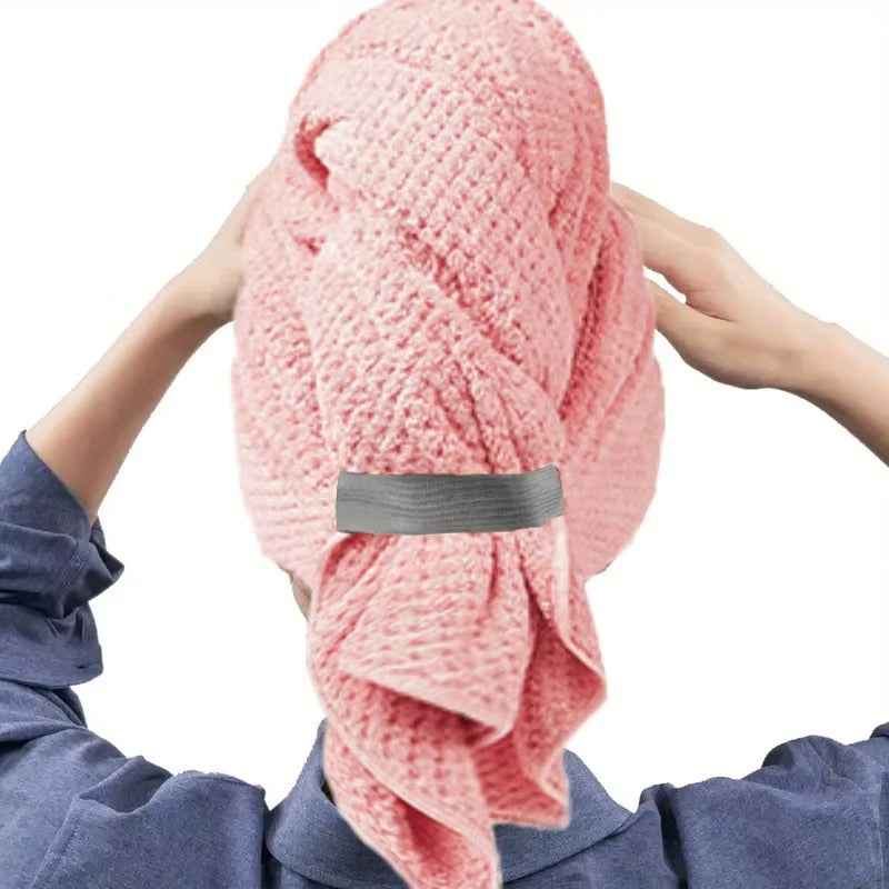 Microfiber Hair Towel Extra Large Wrap Fast-drying hair towel wrap with elastic band, ultra-absorbent soft hair towel wrap Turban