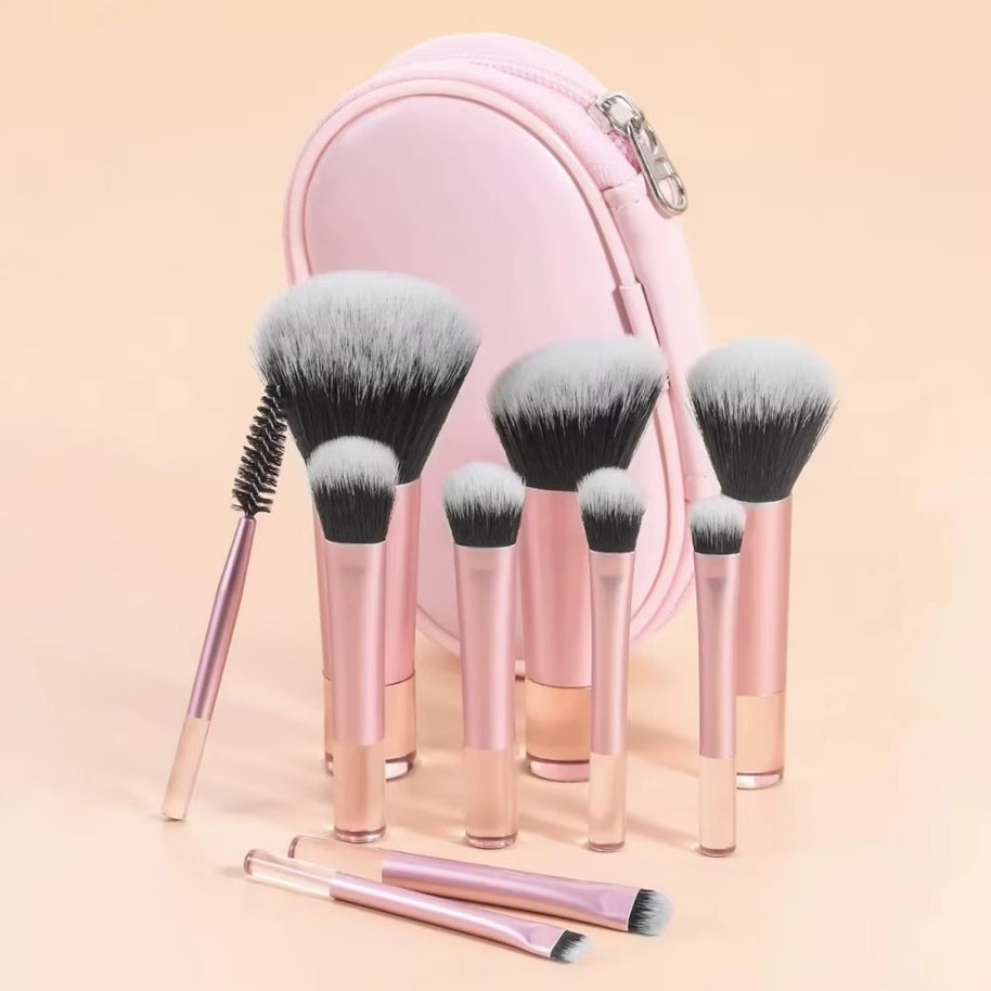 Travel Makeup Brushes Set - 10 Mini Brushes