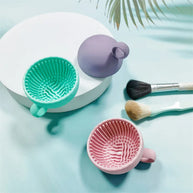 Silicone Cosmetic Brush Cleaning Bowl Efficient & Portable & Reusable Makeup Brush Cleaning Cup  Makeup Egg Wash Tool