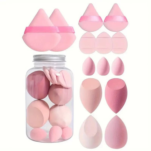 Makeup sponge set, 14 pieces, beauty preparation sponge, makeup set, foundation sponge, makeup tools and storage box