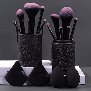 17 pieces makeup tools set -  12 face makeup brush set and 4 Makeup Sponges with 1 bucket storage