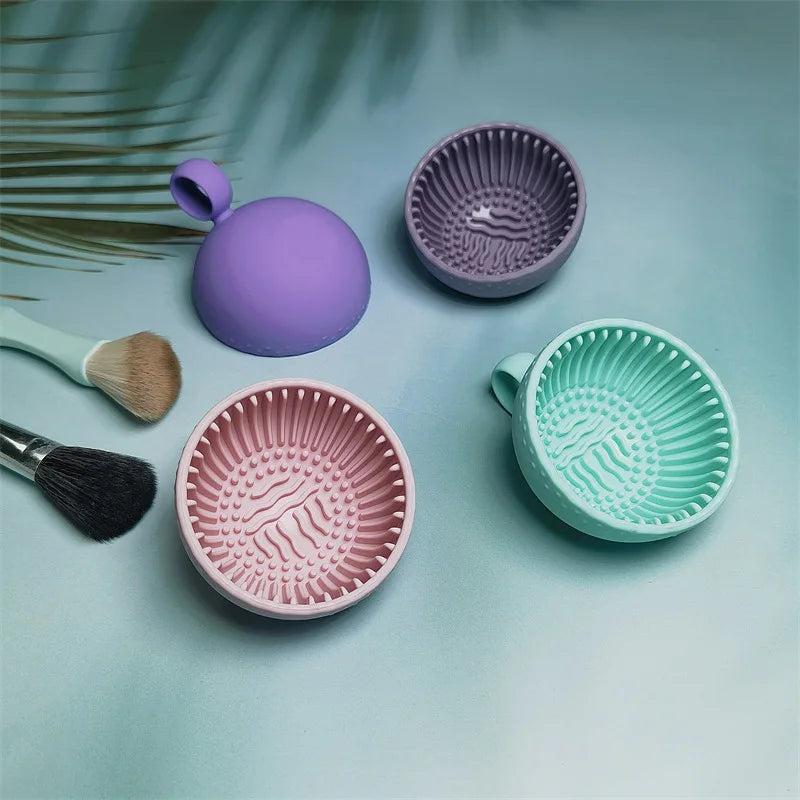 Silicone Cosmetic Brush Cleaning Bowl Efficient & Portable & Reusable Makeup Brush Cleaning Cup  Makeup Egg Wash Tool