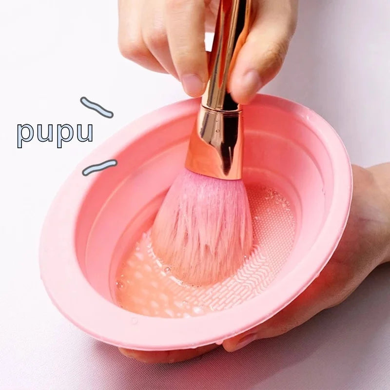 Silicone Makeup Brush Cleaner Bowl Foldable Clean Mat Cosmetic Foundation Eyeshadow Powder Brushes Cleaner Tools Makeup Supplies