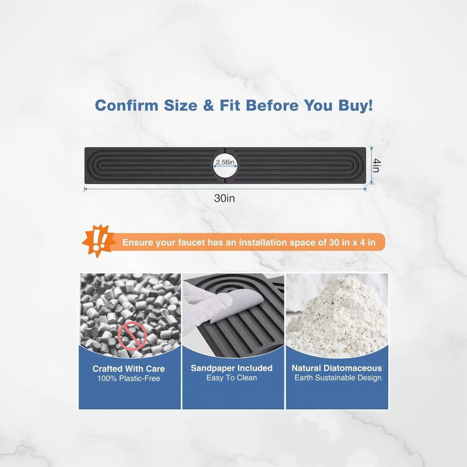 Faucet Mats for Kitchen Sink Water Absorbent Stone Sink Tray Fast Drying Sink Faucet Diatomite Mats for Bathroom Counter