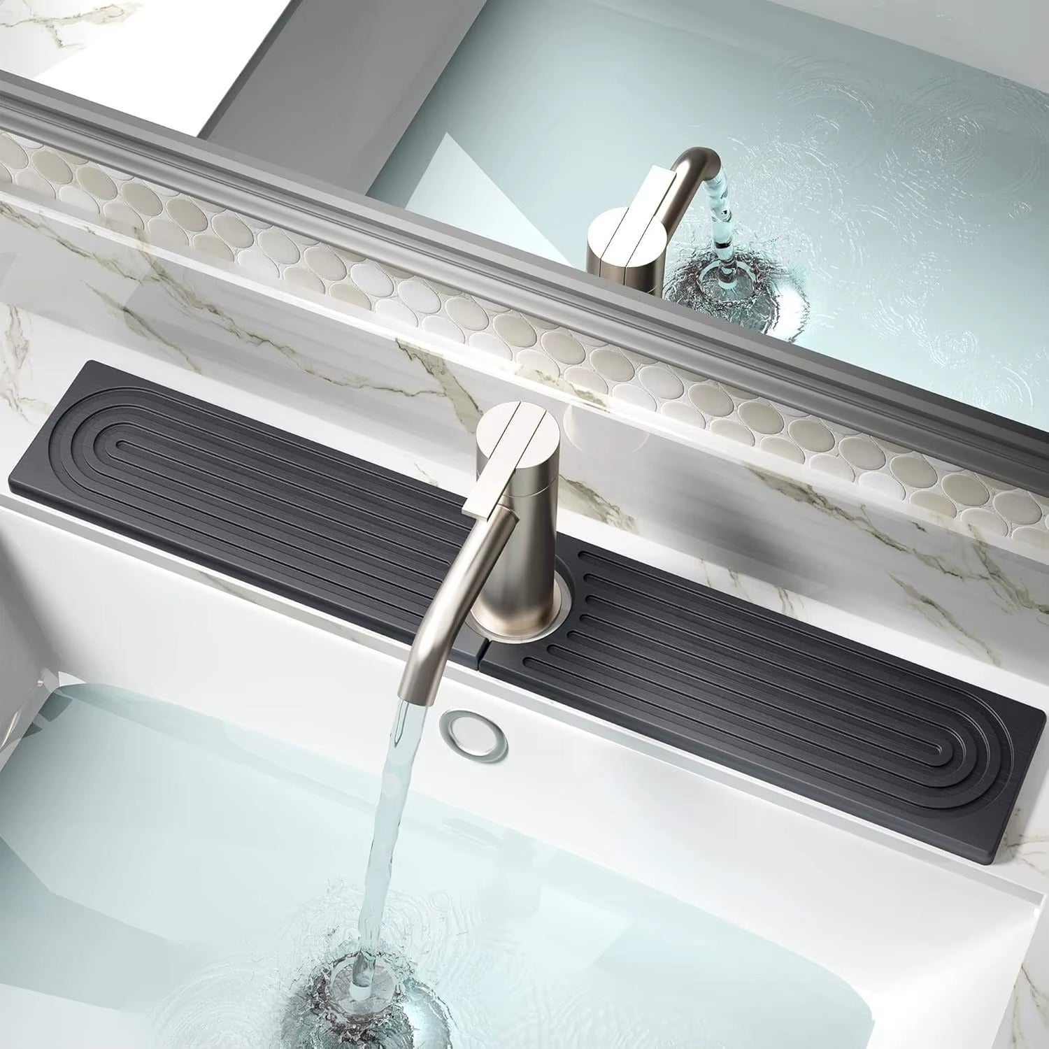 Faucet Mats for Kitchen Sink Water Absorbent Stone Sink Tray Fast Drying Sink Faucet Diatomite Mats for Bathroom Counter