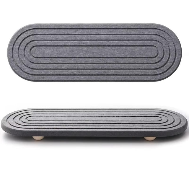 Oval Carved Diatom Mud Absorbent Stone Table Mat, Beautiful And Simple,Suitable for Bathroom Countertops,Kitchen Countertops