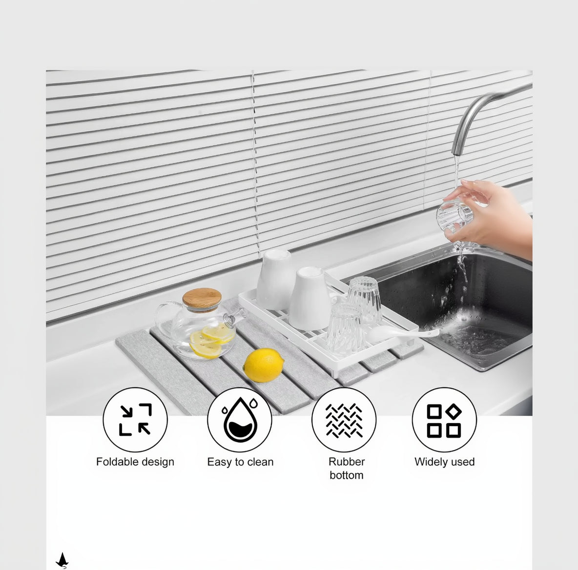 Kitchen Drying Mat Foldable Stone Dish Absorbent Drying Mat Nonslip Drying Pad Coffee Dish Drainer Mat Stone Kitchen Accessories