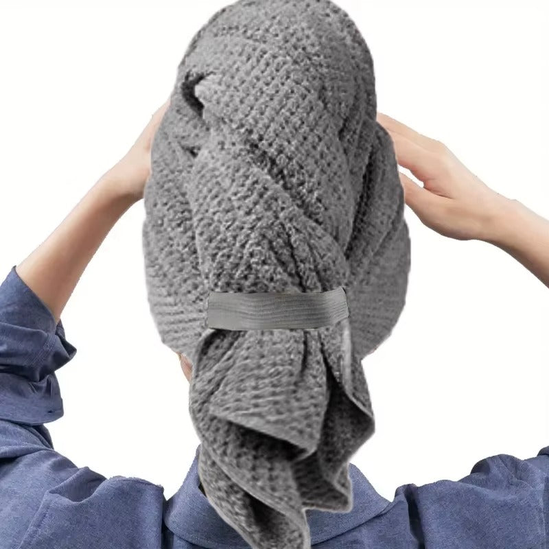 Microfiber Hair Towel Extra Large Wrap Fast-drying hair towel wrap with elastic band, ultra-absorbent soft hair towel wrap Turban