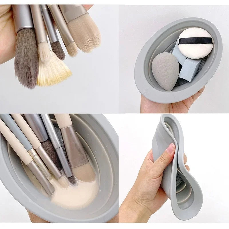 Silicone Makeup Brush Cleaner Bowl Foldable Clean Mat Cosmetic Foundation Eyeshadow Powder Brushes Cleaner Tools Makeup Supplies