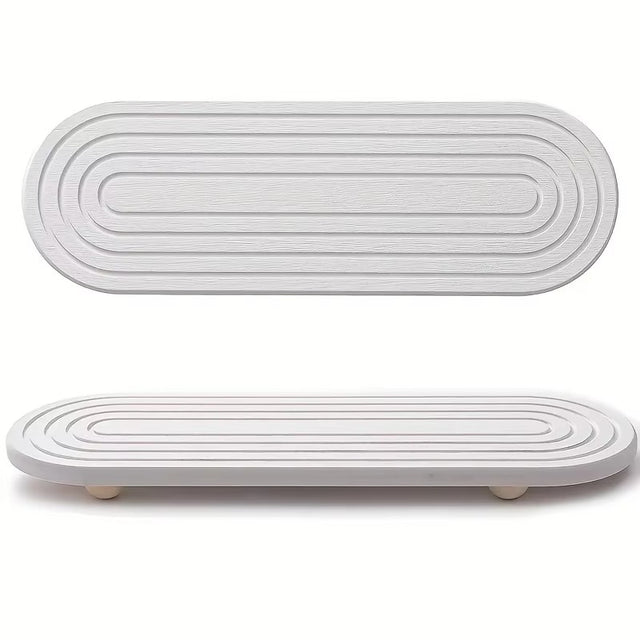 Oval Carved Diatom Mud Absorbent Stone Table Mat, Beautiful And Simple,Suitable for Bathroom Countertops,Kitchen Countertops