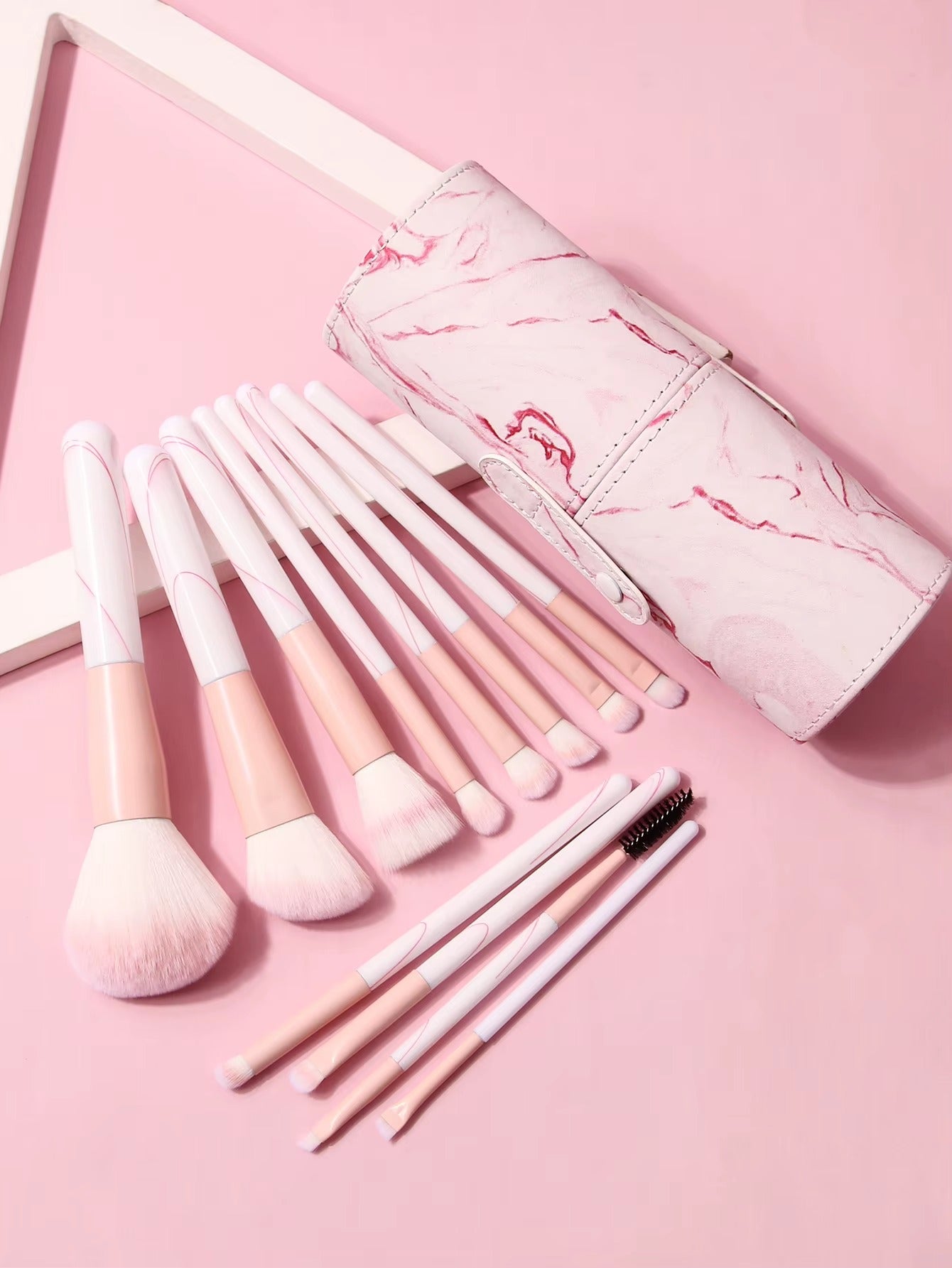 Multi-Function Cosmetic Brush Set, 12 pcs pink Fiber Makeup Brush Kit For Women With Makeup brush storage bucket
