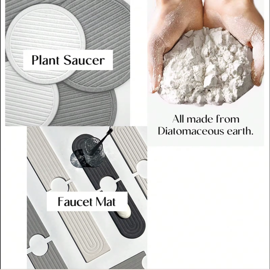 Super Absorbent Fast Drying Faucet Mat Diatom Mud Reusable Faucet Drain Pad Non-Slip Moisture-proof Counter Protector