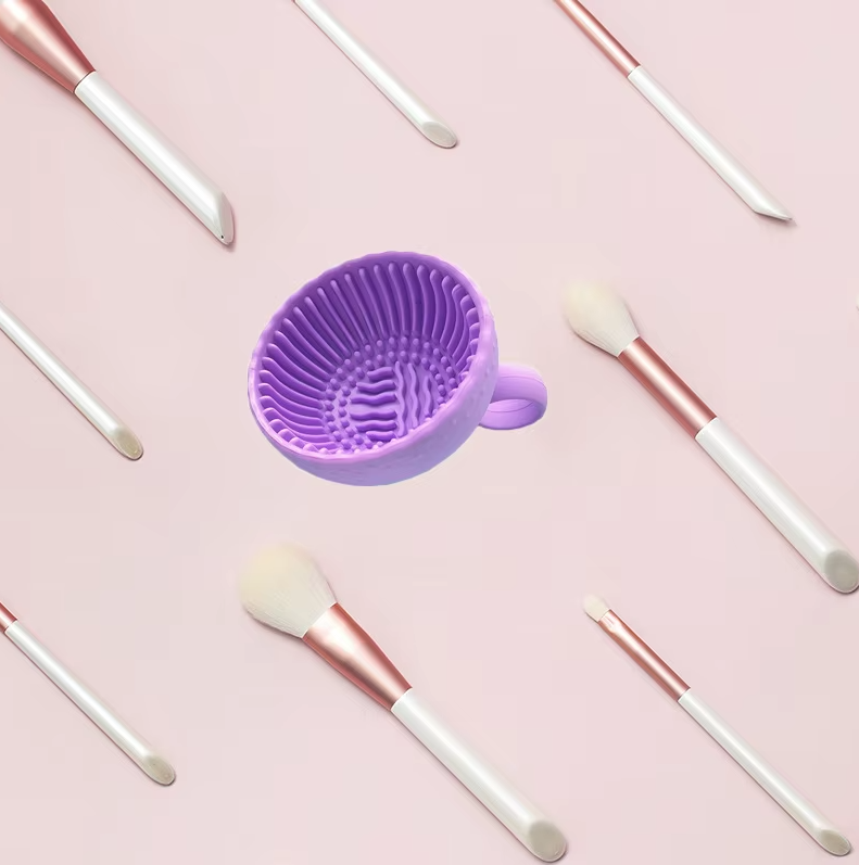 Silicone Cosmetic Brush Cleaning Bowl Efficient & Portable & Reusable Makeup Brush Cleaning Cup  Makeup Egg Wash Tool