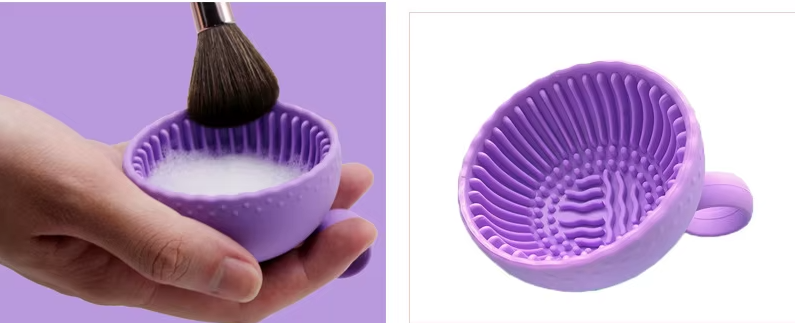 Silicone Cosmetic Brush Cleaning Bowl Efficient & Portable & Reusable Makeup Brush Cleaning Cup  Makeup Egg Wash Tool