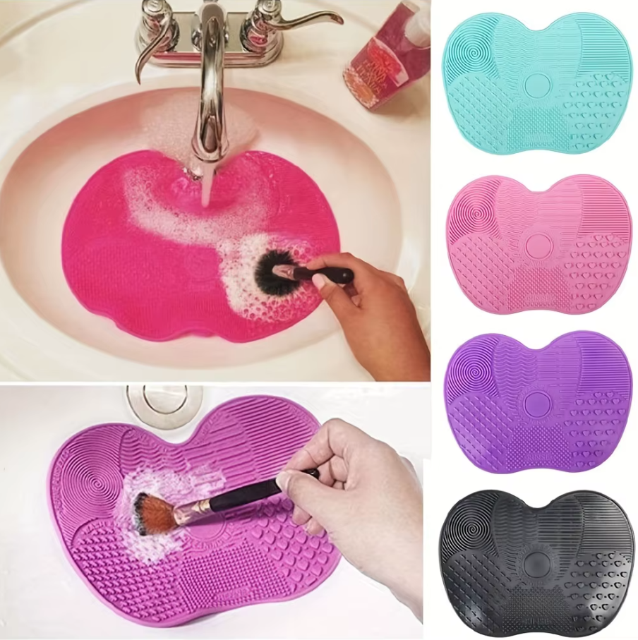Handheld Silicone Makeup Brush Cleaning Pad - Gentle Makeup Brush Deep Cleaning, Portable Cleaning Tool with Suction Cup