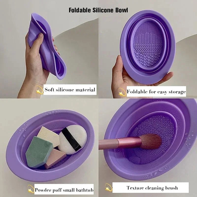 Silicone Makeup Brush Cleaner Bowl Foldable Clean Mat Cosmetic Foundation Eyeshadow Powder Brushes Cleaner Tools Makeup Supplies