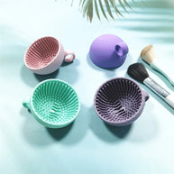 Silicone Cosmetic Brush Cleaning Bowl Efficient & Portable & Reusable Makeup Brush Cleaning Cup  Makeup Egg Wash Tool