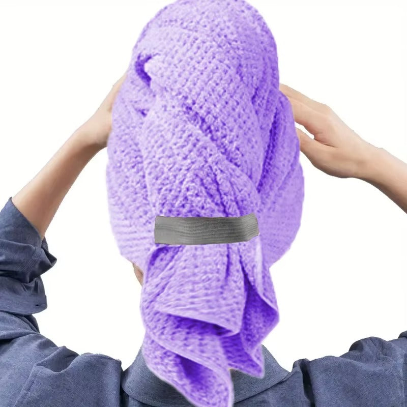Microfiber Hair Towel Extra Large Wrap Fast-drying hair towel wrap with elastic band, ultra-absorbent soft hair towel wrap Turban