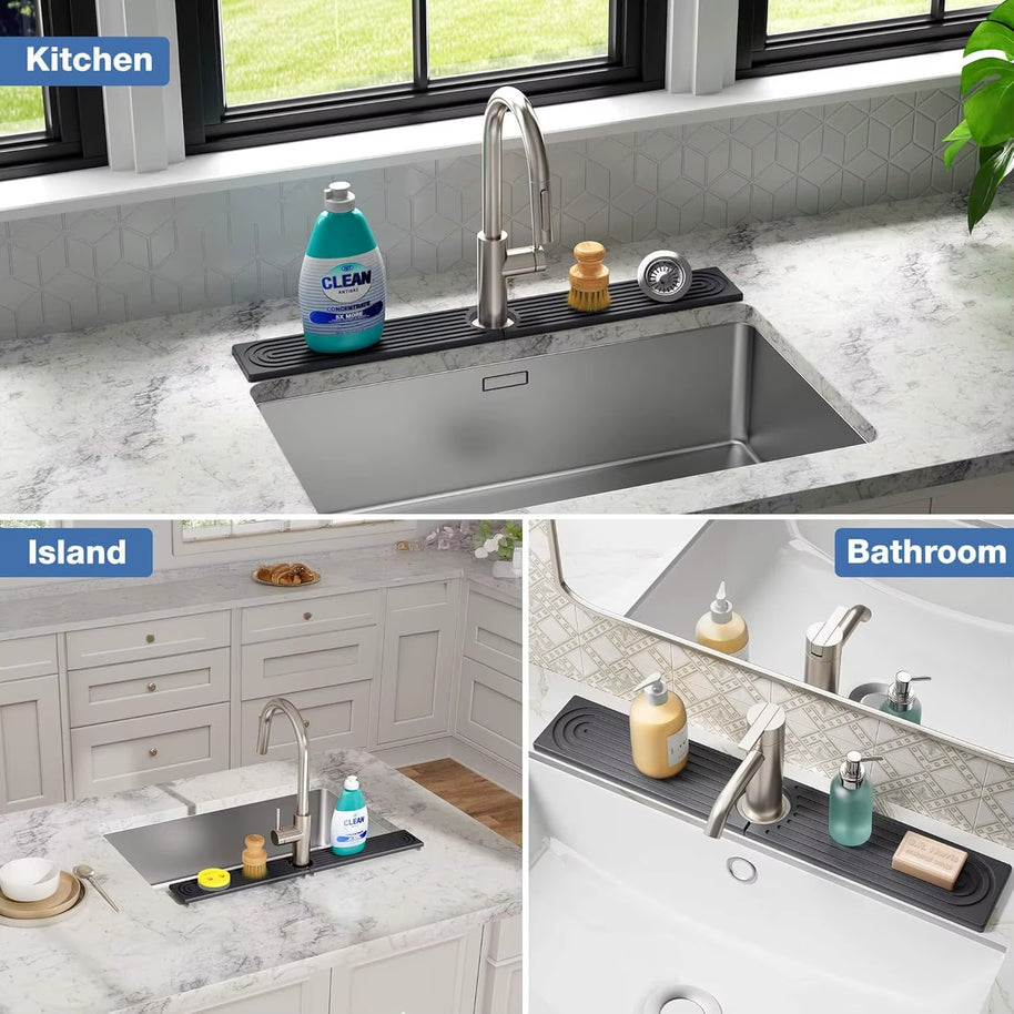 Faucet Mats for Kitchen Sink Water Absorbent Stone Sink Tray Fast Drying Sink Faucet Diatomite Mats for Bathroom Counter