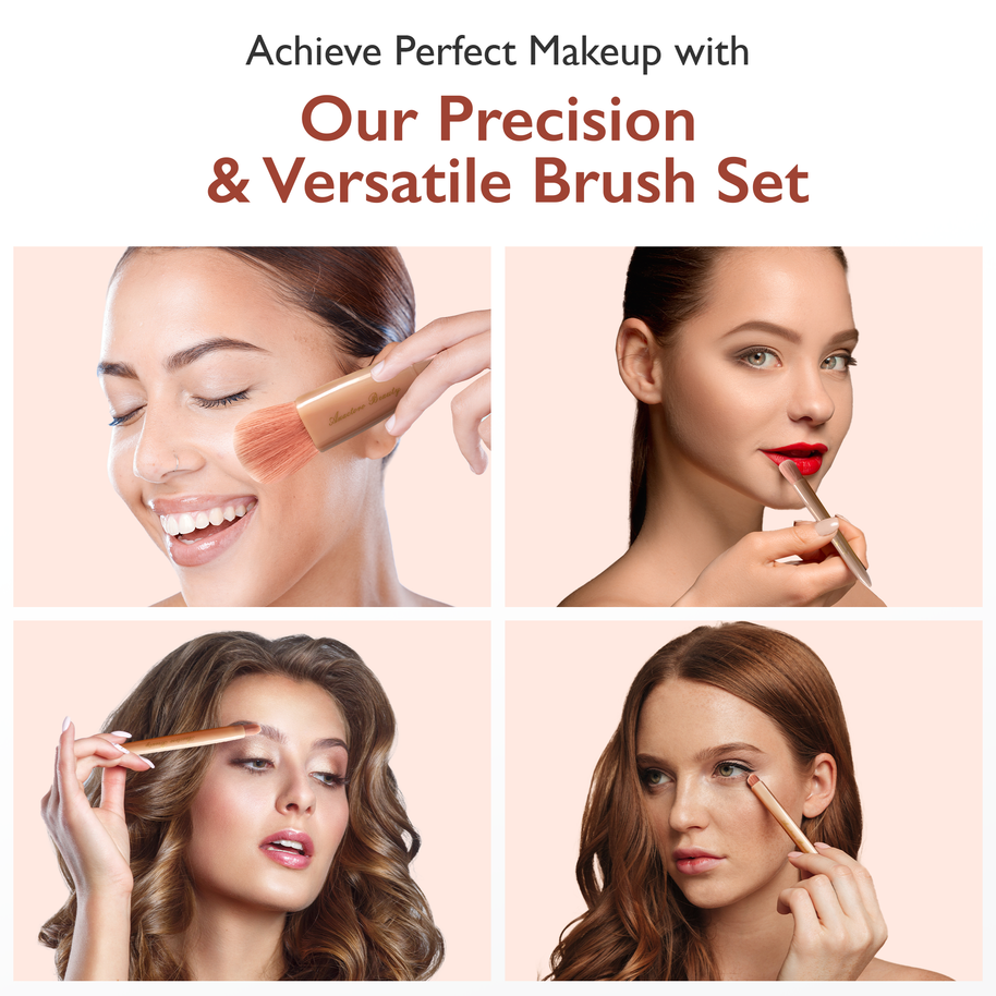 Travel Makeup Brushes Set with mirror