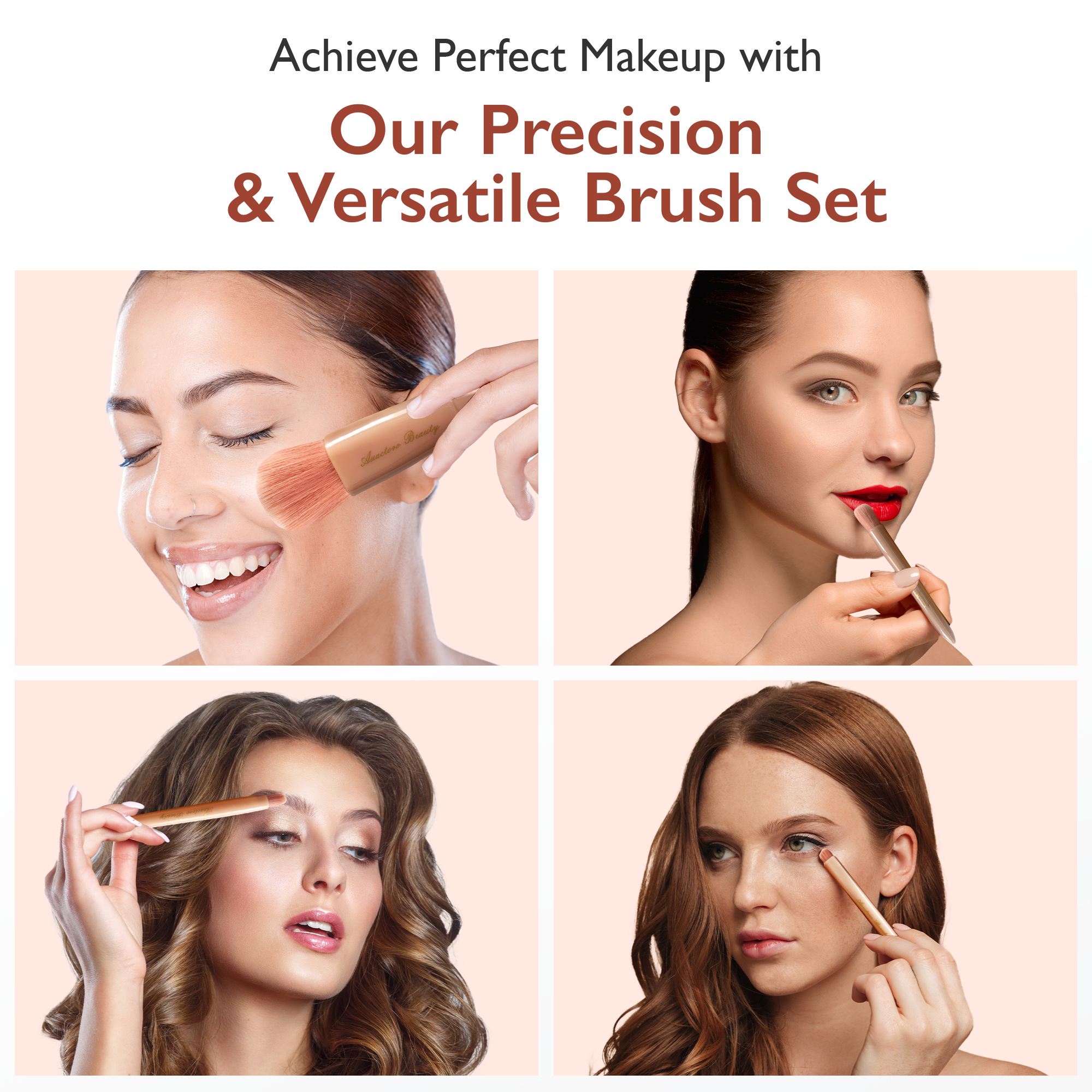 Travel Makeup Brushes Set with mirror