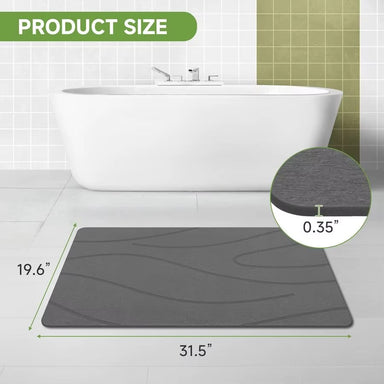 Large Stone Bath Mat, 31.5 x 19.7 inches (80cm x 50cm)Diatomaceous Earth Stone Shower Mat for Bathroom, Absorbent Bath Mats, NonSlip Barhroom Floor